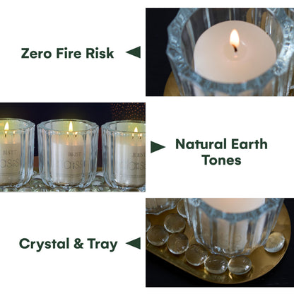 Dawhud Direct Glass Candle Holders - Transparent with Gold Base - Elegant Candle Centerpieces for Tables - Durable Heat-Resistant Design - Perfect for Weddings and Holidays - 3 Glass Set