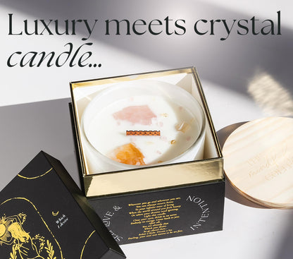 Large Crystal Candles for Women - 12oz Soy Wood Wick Candles that Crackle. Scented, Non-Toxic, Luxury Aromatherapy. Unique Meditation Spiritual Gifts for Women