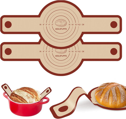 Skiennix Silicone Bread Sling - 2 PCS Non-Stick Red Baking Tools with Extra Long Handles | Dishwasher Safe