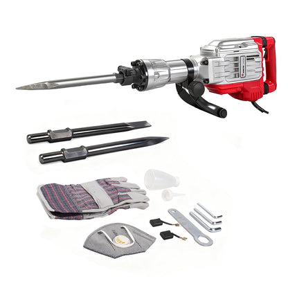 JKCHENPRO Heavy Duty Demolition Jack Hammer – Max 3500W, 1900 BPM Electric Concrete Breaker with 60J Impact Force, Includes 2 Chisels for Trenching, Breaking Holes & Construction Work