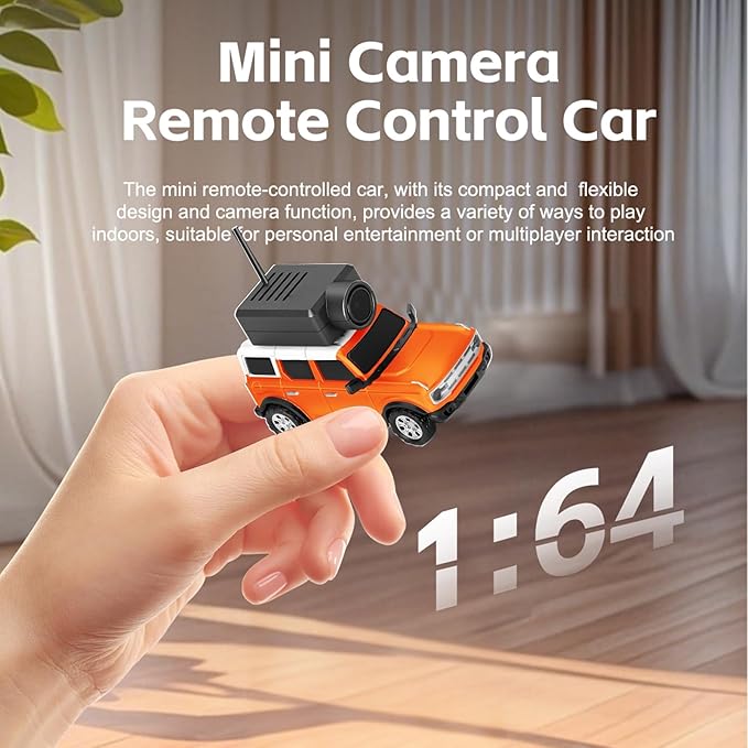 WLtoys Mini RC Car 1:64 Scale FPV RC Drift Car with 720P HD Camera WiFi App Control with Gyro First Person Perspective Mini Racing Toys for Teens and Adults(Orange)