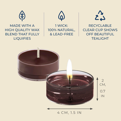 PartyLite Tea Lights Candles, Amber and Smoked Patchouli with Lavender Scent, Gift Set of 12, Aromatherapy with up to 4 to 6 Hours Burn Time, Ideal for Home Decor, Holiday Gifting & Celebration