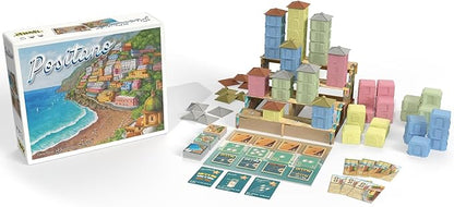 SlugFest Games: Positano - Strategy Board Game 3D Building &amp Placement Simultaneous Bidding Italian Seaside Village Ages 13+ 1-4 Players 30 Min