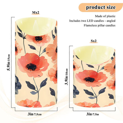 ALAZA Flower Pink White Red Black Flickering Flameless Candles Battery Operated with Remote Timer,Tea Light Candles LED Pillar Votive Set of 2 for Outdoor Indoor Decorations 3" x3.9"