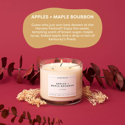 Calyan Wax Co. Fall 3 Wick Scented Candle Gift Set - 4 Luxury Autumn Scented Candles - 43 Hour Burn - 3 Wick Clean Soy Wax Candles - Long Lasting Large Glass Jar Candle for Home - 14.9oz