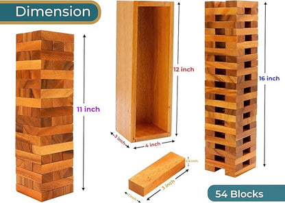 BSIRI Wooden Tumbling Tower Family Game for Senior and Adult and Classic Stacking Party Block for Challenging Your Skills Wood Stack Towers Wooden Board Seniors Games for Adults