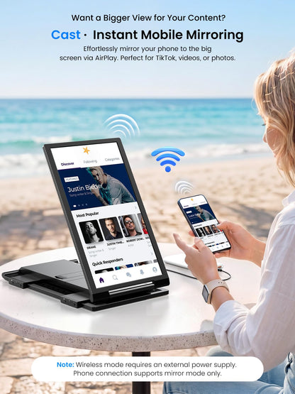 UPERFECT Laptop Screen Extender, 14'' Wireless Triple Portable Monitor, Ultra-Slim Dual Travel Monitor 125% sRGB One Cable Plug -Play Extender Monitor for MacOS/Win/Android, Fits 13.3-17.3" Laptops