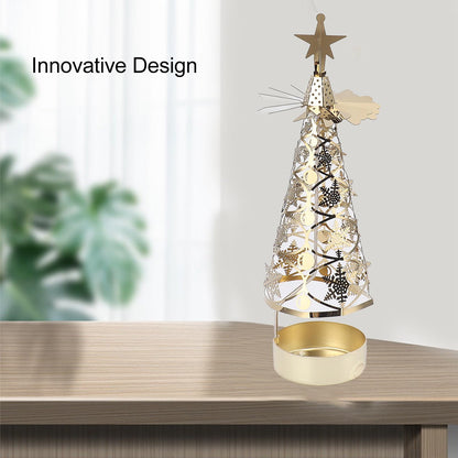 Fdit Candle Holder Christmas Candlestick Aromatherapy Gifts Carousel Creativity Romantic Set Holder Poster (Gold Snowflake)