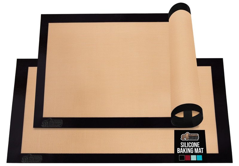 GORILLA GRIP Food Grade Reusable Nonstick Silicone Baking Mat, 16.5x11.87, Half Sheet 2PK, Oven Safe Cookie Sheet Liners, Up to 500 Degrees, No Mess Easy Clean Pastry Mats, Kitchen Essentials, Red