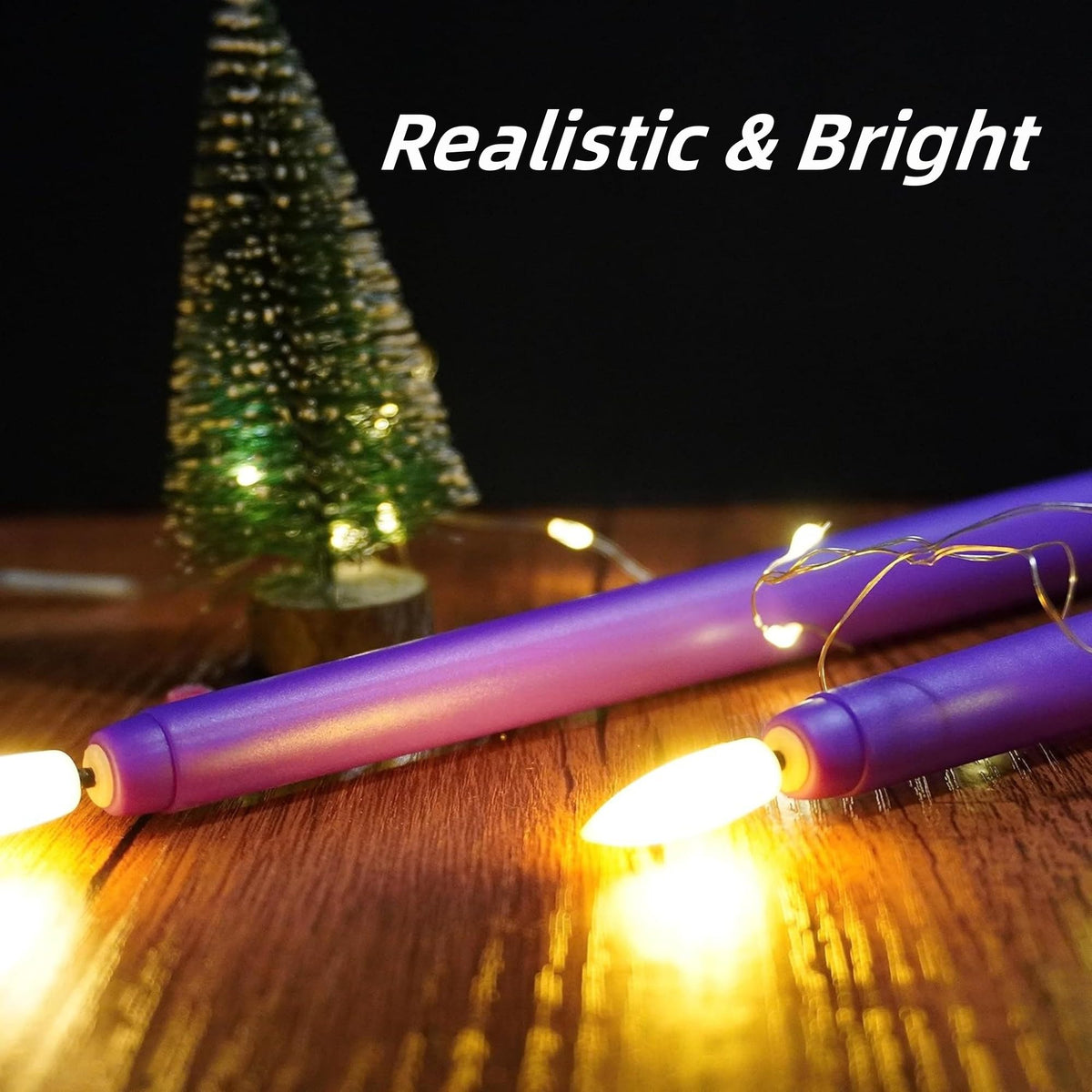 Ni-JASW Purple Flameless Taper Candles with Remote, Battery Powered LED Candlesticks Flickering Home Decor Set of 4