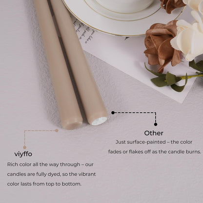 Viyffo Taper Candles, 10 Inch, 20 Pack, Nougat Brown – Unscented, Dripless & Smokeless Design, Up to 8 Hour Burn – Long Tall Taper Candlesticks for Wedding, Dinner & Home Decor