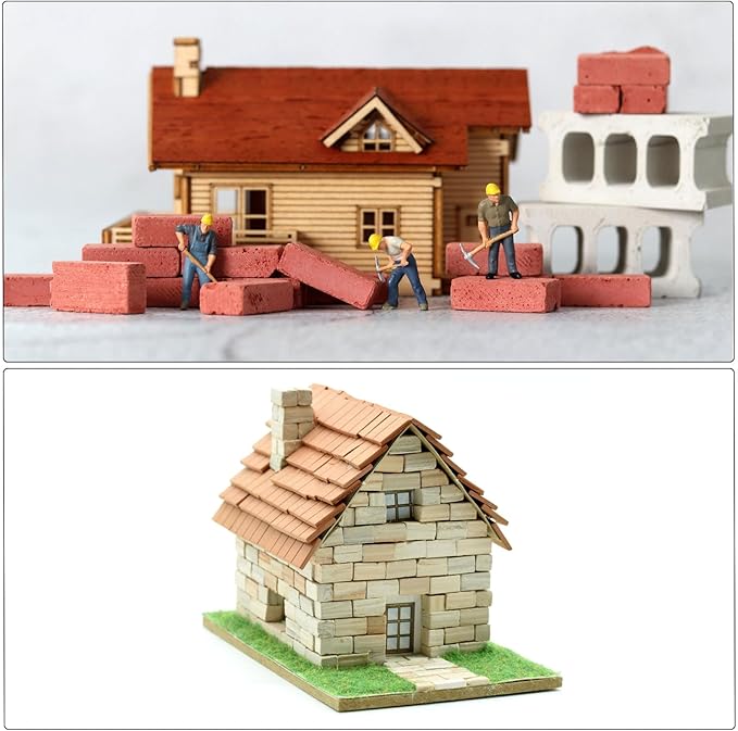 MECCANIXITY Miniature Bricks Clay Mini Wall Brick Model Brick Building Set for Model Building Dolls Pet Houses Garden Grey Pack of 400 Scale 1/16 16x9x5mm/0.63x0.35x0.2