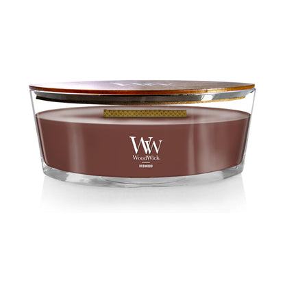 WoodWick Redwood Holiday Candle Gifts for Women and Men, 16 oz Ellipse Candle with Crackling Wick