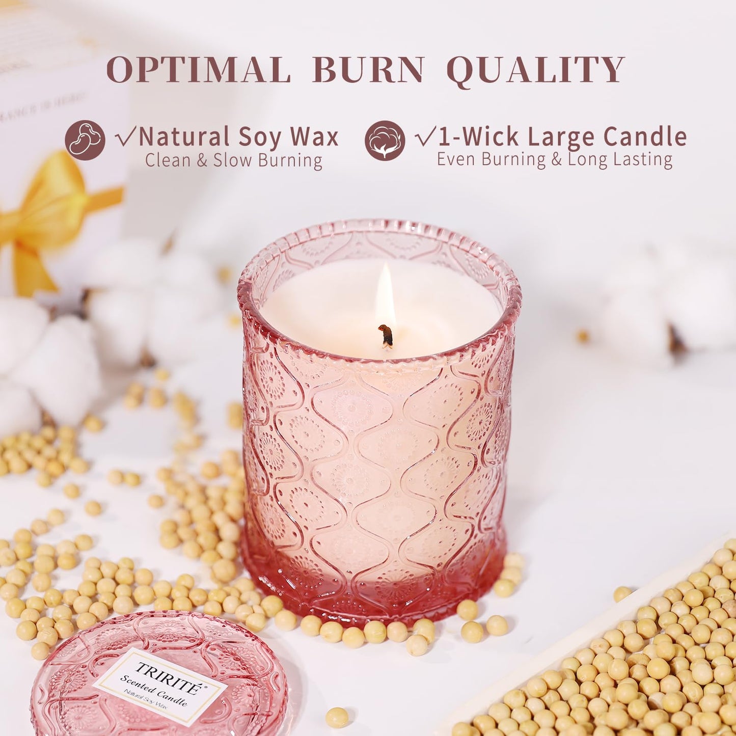 Pink Sands Scented Candle, Melon & Osmanthus Jar Candle Natural Soy Candles for Home Scented, 60 Hour Candle in Glass for Women, Friends, Family, Colleagues
