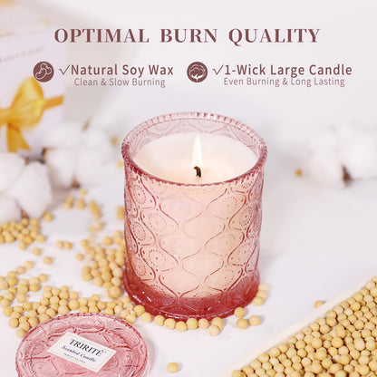 Pink Sands Scented Candle, Melon & Osmanthus Jar Candle Natural Soy Candles for Home Scented, 60 Hour Candle in Glass for Women, Friends, Family, Colleagues