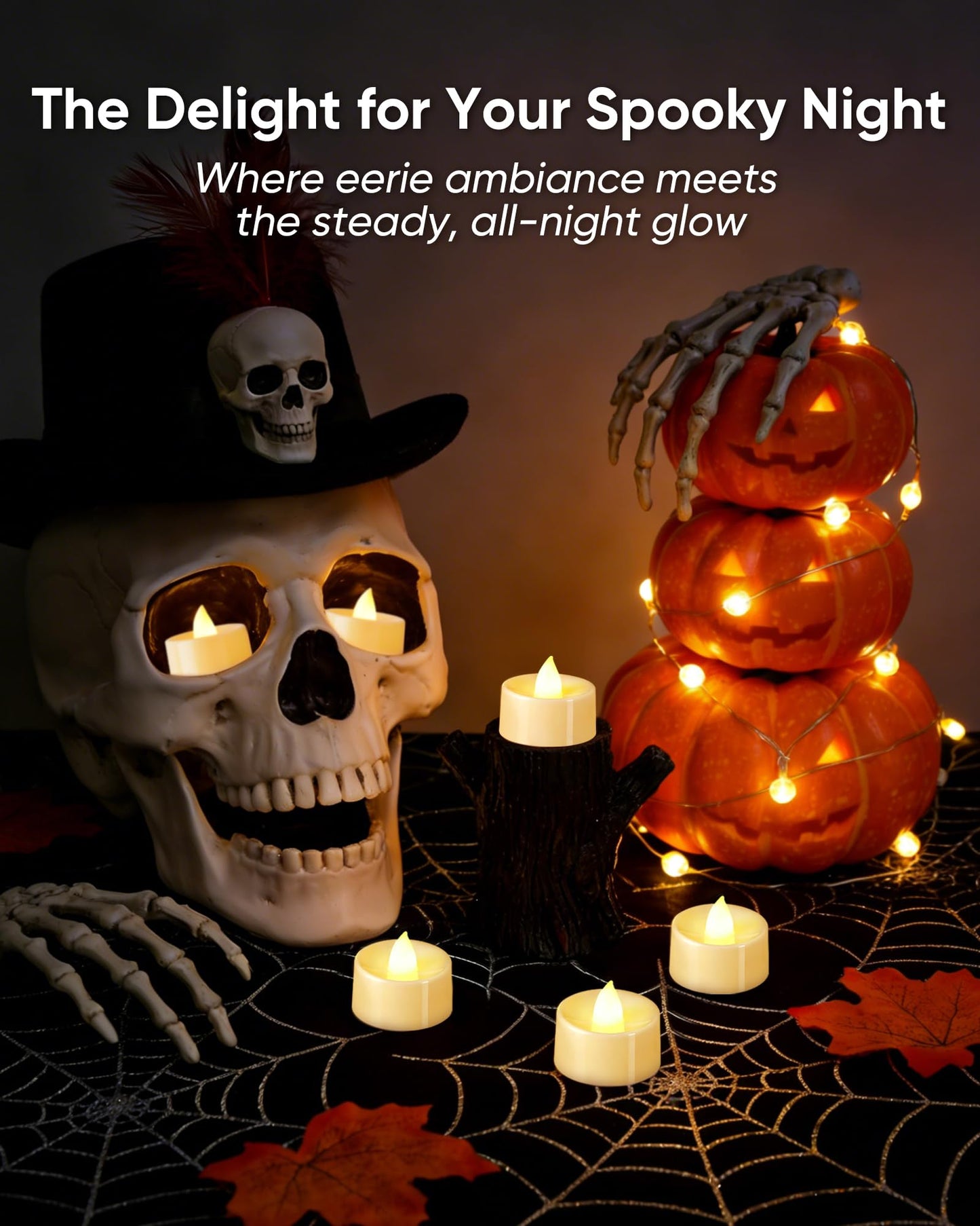 BEICHI Flameless Candles, 50 Pack Tea Lights Battery Operated, No Flickering Votive Candles LED Tea Lights for Halloween Christmas Wedding Home- Warm White, White Base