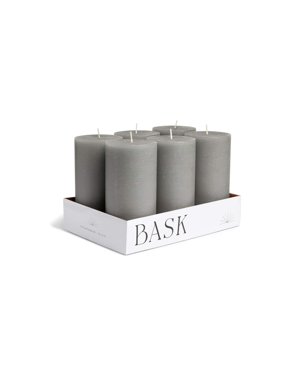 Mottled Pillar Candles by Bask - Set of 6-3" x 6" Dripless Unscented Candles in Grey for Home Decor, Relaxation & All Occasions