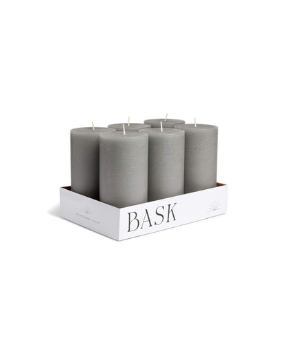 Mottled Pillar Candles by Bask - Set of 6-3" x 6" Dripless Unscented Candles in Grey for Home Decor, Relaxation & All Occasions