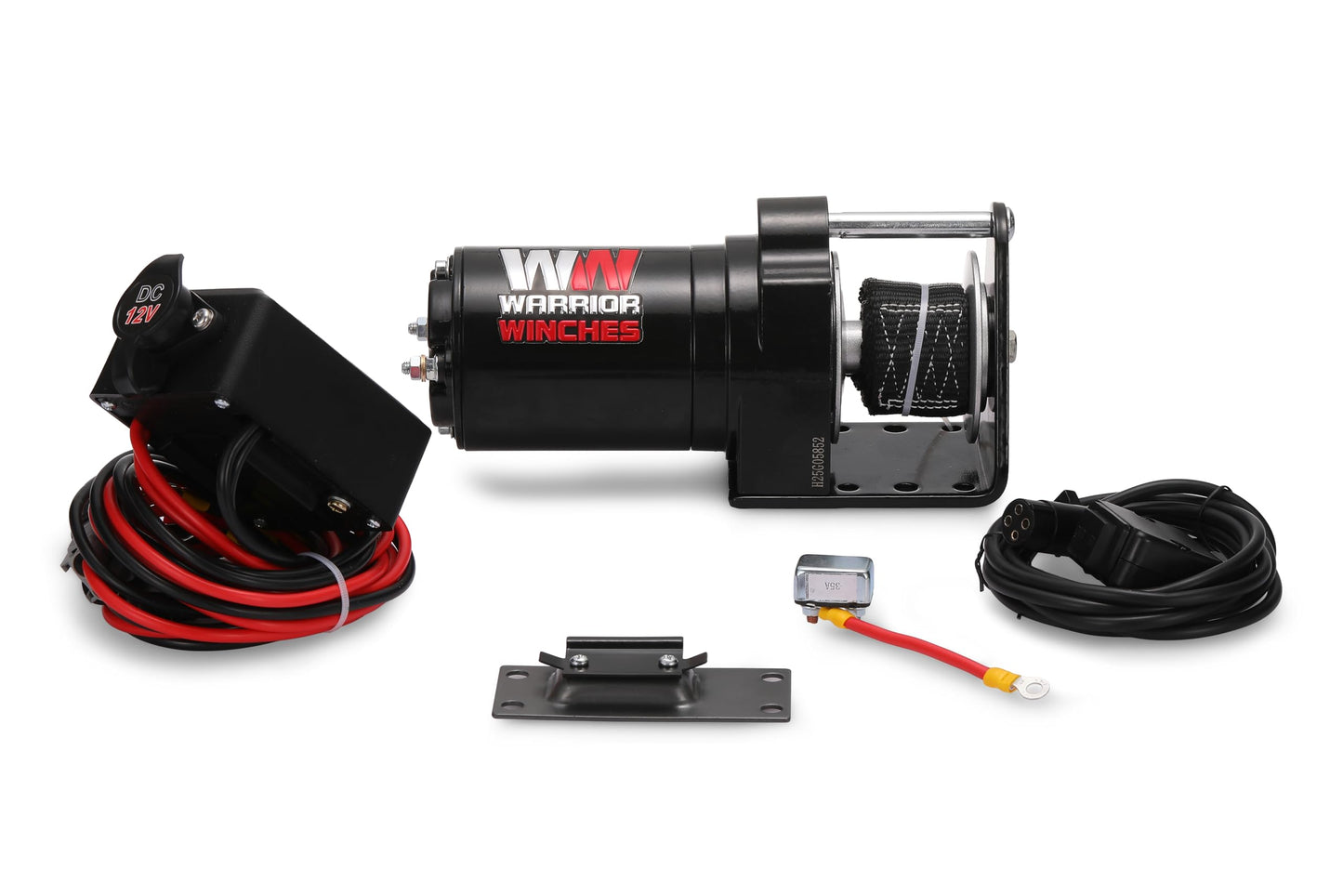 Warrior Winches 12V Electric Snow Plow Winch, 600 lbs Line Pull, Automatic Brake, Weather-Resistant, Heavy Duty Portable Mounted ATV UTV Truck Car Trailer & Accessories for Winter Season, Snow Removal