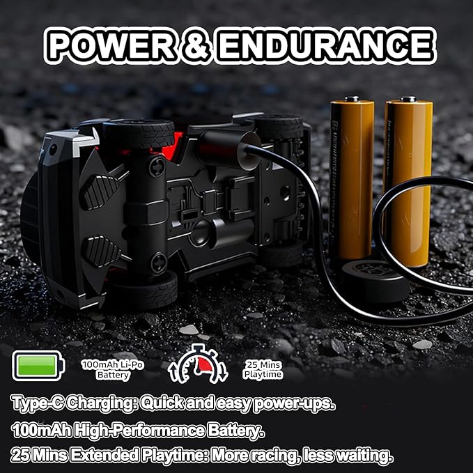 1/64 Scale Mini RC Drift Car 4WD Micro RC Car with LED Lights 2 Speed Modes &amp Portable Remote Storage Case Proportional throttle Rechargeable Desktop Toy for Adults Kids Includes 2 Sets of Ti