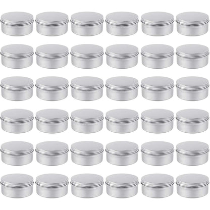 Moretoes 36pcs Tin, 4oz Metal Round Tins, Aluminum Empty Candle Tins with Screw Lid for Salve, Spices or Candles