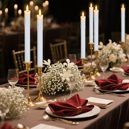 DRomance Dripping Flameless Taper Candles Flickering with Remote and Timer Battery Operated LED Taper Candle Real Wax 3D Wick Dinner Wedding Christmas Holiday Indoor Decor(6 Pack White, 0.78" x 9.7")