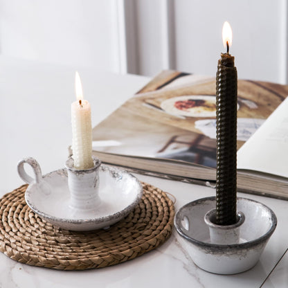 Kendiis Candle Holder Ceramic Candlestick Holder, Candlelight Stand for Spell Candles, Taper Candles, and Incense, Halloween Christmas Dining Room Home Decoration Display