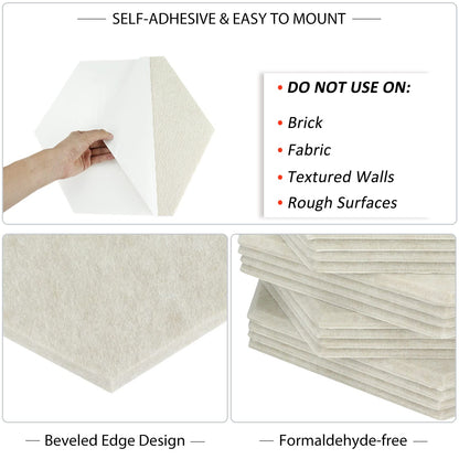 BXI Large Hexagon Felt Bulletin Board - 14.2 X 12.3 X 0.4 Inches 6 Pcs Self-Adhesive Poster Cork Board 30 Push Pins, Pin Tiles Display Vision Board, Photo Picture Panels for Home Office Classroom