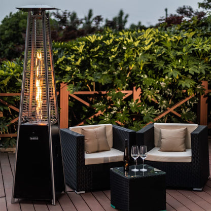 Patio Heaters for Outdoor Use, 40000 BTU Outdoor Heaters for Patio with Wheels, Quartz Glass Tube Outside Heater for Deck Backyard Commercial, Hammered Black