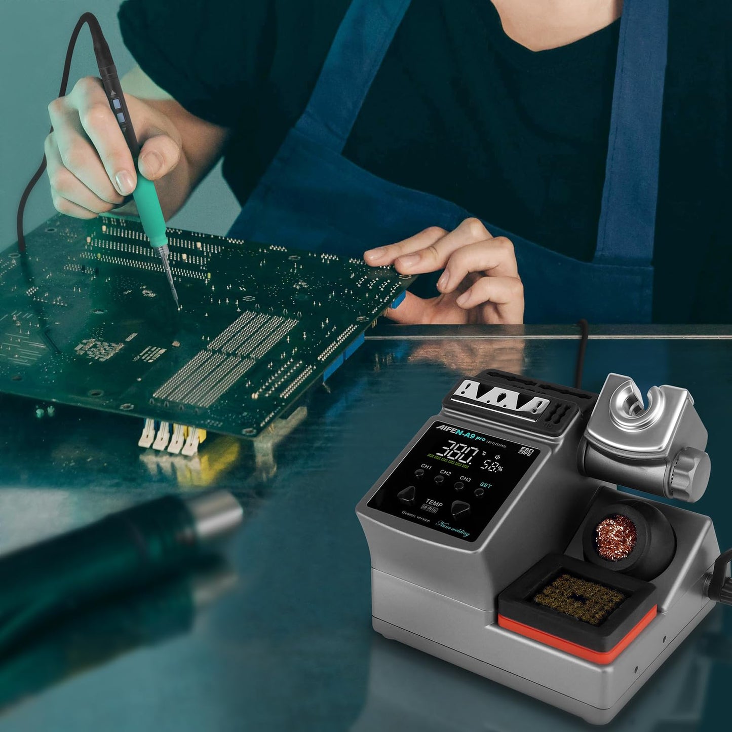 A9PRO Soldering Station 120W Handle Control Temperature 212°F-842°F Solder Station Soldering Iron with C210 Handle and 3 Soldering Tips