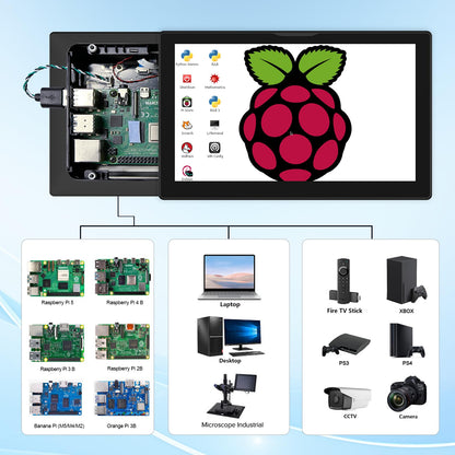 JUNEBOX 8 Inch Touchscreen for Raspberry Pi,5-Point 1280 * 800 IPS Touchscreen Portable Monitor with HDMI Interface Dual-Speaker for Raspberry Pi 5/4B/3B+/3B/B+ Jetson Nano Win11/10/8/7 (Inky)