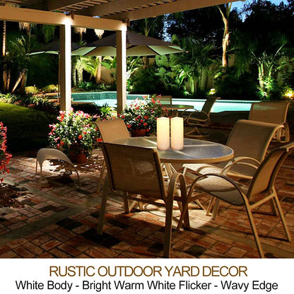 HOME MOST Pack of 2 Outdoor LED Pillar Candles 3x7 White with Timer and Remote - IP65 Waterproof Battery Operated LED Pillar Candles - Flickering Flameless Candle Unscented for Outside