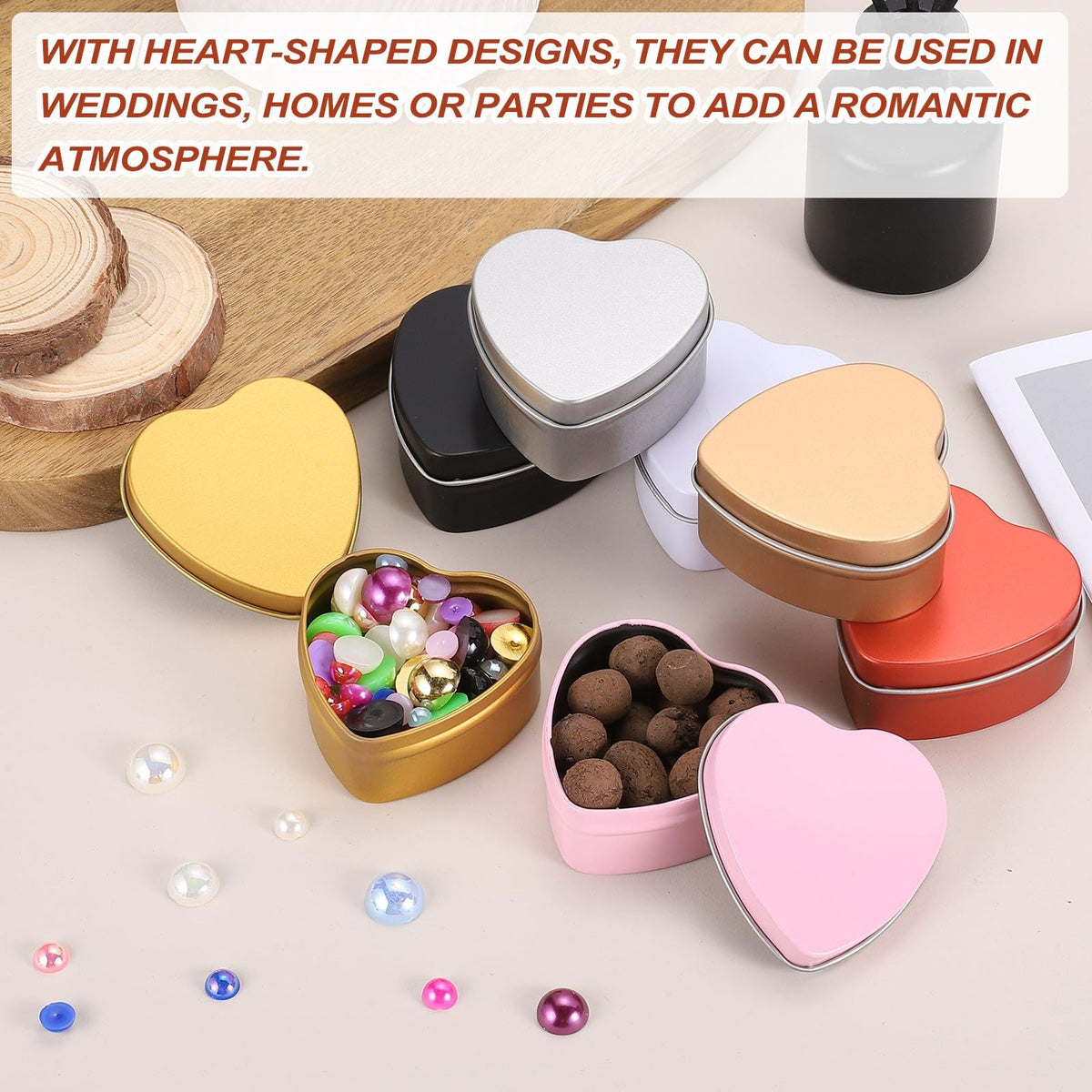 MECCANIXITY Heart Shaped Candle Tins, 2 oz Empty Metal Tin Cans Candles Containers for Candle Making Candies Gifts DIY Crafts, Silver, Pack of 8