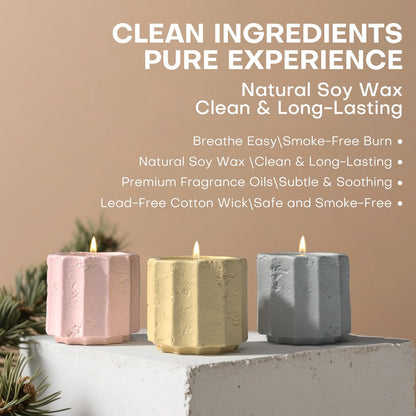 JueOne Scented Candles Set for Home, 6 Pack Natural Soy Wax Candle Gift Set, Non-Toxic Cement Jar Candles, Luxury Aromatherapy for Stress Relief, Highly Scented, Housewarming Gifts