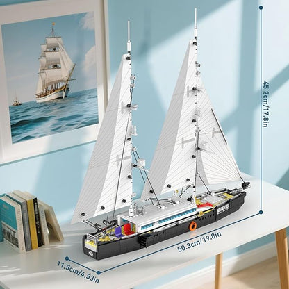 Mould King 10194 Boat Building Sets MOC Ship Building Kits Ocean Explorer Boat Model Home Desk Decor Collectible Building Toys for Adults/Teens 14+(893PCS)