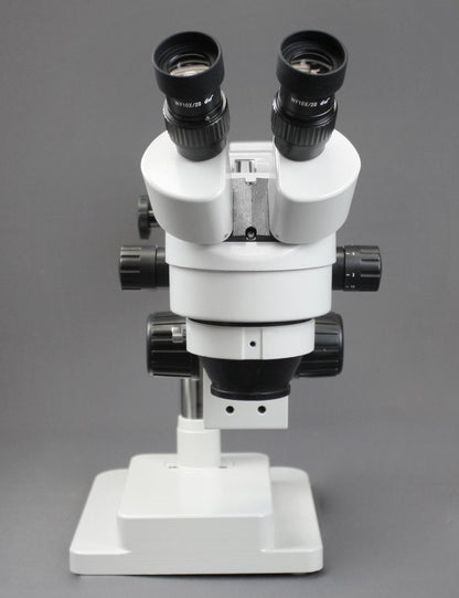 Vision Scientific VS-5EZ-IFR07 Binocular Zoom Stereo Microscope,10x WF Eyepiece,0.7X—4.5X Zoom, 3.5X—90x Magnification, 0.5X & 2X Auxiliary Lens,Double Arm Boom Stand,144-LED Four-Zone Ring Light