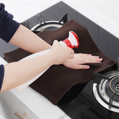 Homaxy 100% Cotton Waffle Weave Dish Towels - Ultra Soft & Absorbent, 13 x 28 Inches, 6-Pack | Dark Brown