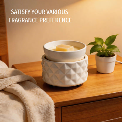 ASAWASA Ceramic Candle Warmer for Large Jars, Wax Melt Warmer with 1 PC Silicone Liner,4-in-1 Electric Warmer for Jar Candle Wax Cube Essential Oil Coffee Tea Mug, Ideal Gift for Home Office