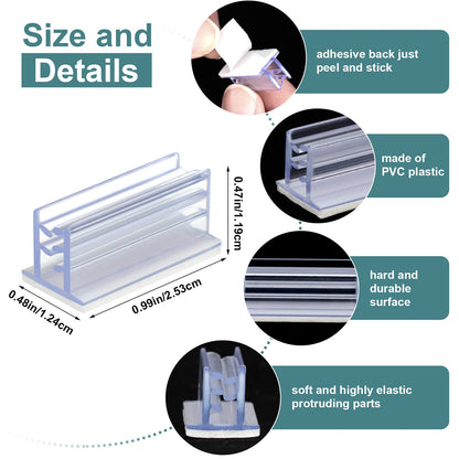 100 Pcs Self Adhesive Sneeze Guard Holder Acrylic Panels Name Tag Holders for Desks Ticket Sign Adhesive Clips for Cards Photos 1 x 0.5 x 0.5''