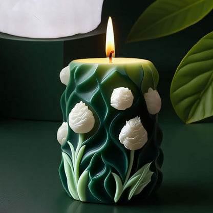 Tulip Flower Succulent Leaves Cylinder Molds Silicone Wave Spiral Candle Mold - Silicone Resin Casting Molds for Candle & Resin & Soap Craft Supplies