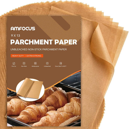 200 Pcs Unbleached Parchment Paper Sheets - Non-Stick 9x13 In for Baking, Grilling & Air Frying