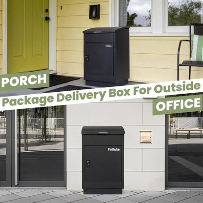 Feliluke Large Outdoor Package Delivery Box, Heavy-Duty Metal Parcel Drop Box, Waterproof & Anti-Theft, Secure Lockable Mailbox for Porch, Curbside & Business Use
