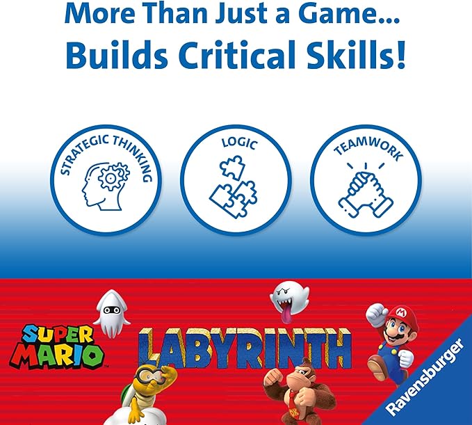 Ravensburger Super Mario Labyrinth Board Game - A Strategic Maze Challenge for Family Nights - Great Birthday Gift - 2-4 Players - Kids Ages 7-10 and Older