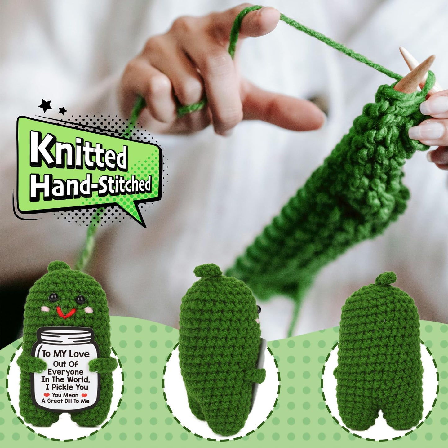 I Love You Gifts for Her, Him, Wife, Husband, Couple, Romantic Gifts for Boyfriend Girlfriend, Anniversary Perfect Gifts for Women Men, Handmade Crochet Pickle