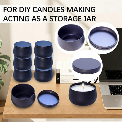 24 Pack 8oz Matte Full Black Candle Tins for Making Candles - Bulk Metal Candle Containers with Lids. Empty Round Candle Jars for DIY & Travel. Shatterproof & Sturdy Vessels for Small Business.