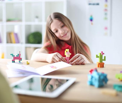PIXIO Sweet - Tiny Magnetic Blocks Building Toy in The Pixel Art Style with Free App - 5/16 Plastic Cubes with 6 Magnets Inside - Open Ended Toy - Creativity Kit for Ages 6+ - 60pcs