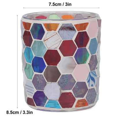 Moofey Mosaic Candle Holder, Stained Glass Candle Holder for Home Candlelight Dinner Decoration