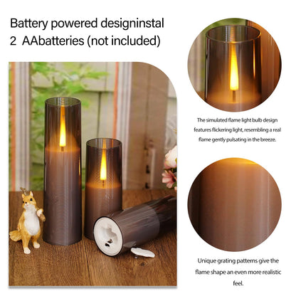 Thorbling Flameless LED Candles, Battery Operated Upgraded Realistic 5 Pcs Flickering Flame Pillar Candles with Remote Timer, for Romantic Ambiance and Home Decoration (Grey)