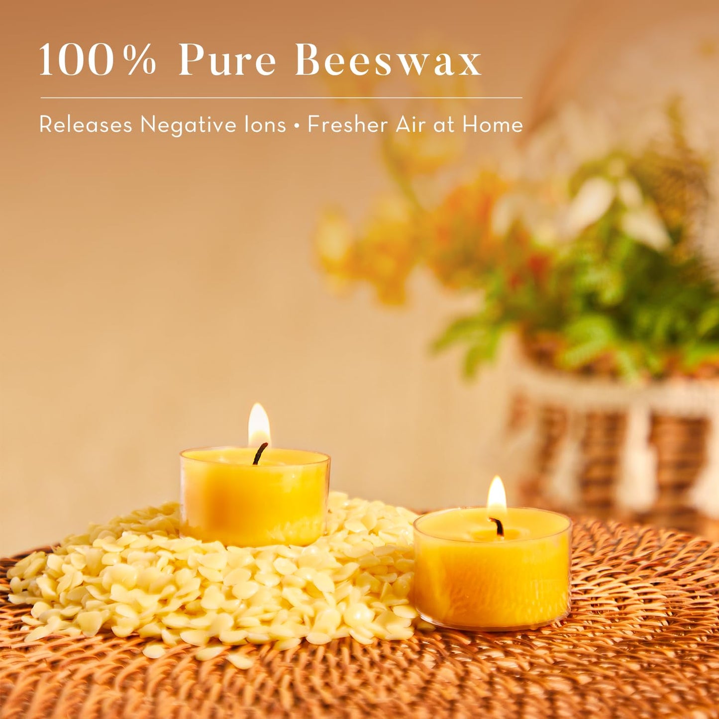 Ashlux 6 Hours Beeswax Tealights Candles, 12 Packs Pure Beeswax Tea Lights