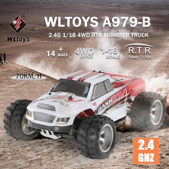 GoolRC WLtoys A979-B RC Car 2.4G 1/18 Scale 4WD 70KM/h High Speed Electric RTR Monster Truck